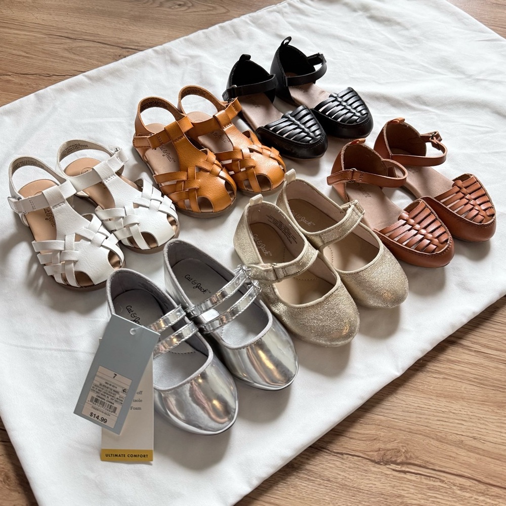 Cat & Jack Shoes Toddler Girl Size 7 Lot Bundle